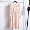 Image of 2019 Spring Women Dress For Ladies Long Sleeve Polka Dot Vintage Chiffon Shirt Dress Casual Black Red Floral Autumn Midi Dress