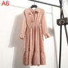 Image of 2019 Spring Women Dress For Ladies Long Sleeve Polka Dot Vintage Chiffon Shirt Dress Casual Black Red Floral Autumn Midi Dress