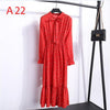 Image of 2019 Spring Women Dress For Ladies Long Sleeve Polka Dot Vintage Chiffon Shirt Dress Casual Black Red Floral Autumn Midi Dress