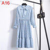 Image of 2019 Spring Women Dress For Ladies Long Sleeve Polka Dot Vintage Chiffon Shirt Dress Casual Black Red Floral Autumn Midi Dress