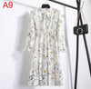 Image of 2019 Spring Women Dress For Ladies Long Sleeve Polka Dot Vintage Chiffon Shirt Dress Casual Black Red Floral Autumn Midi Dress