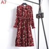 Image of 2019 Spring Women Dress For Ladies Long Sleeve Polka Dot Vintage Chiffon Shirt Dress Casual Black Red Floral Autumn Midi Dress