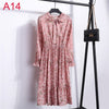 Image of 2019 Spring Women Dress For Ladies Long Sleeve Polka Dot Vintage Chiffon Shirt Dress Casual Black Red Floral Autumn Midi Dress