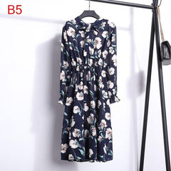 2019 Spring Women Dress For Ladies Long Sleeve Polka Dot Vintage Chiffon Shirt Dress Casual Black Red Floral Autumn Midi Dress