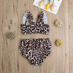 2019 Summer Cute Baby Toddler Baby Girl Beach Flower Leopard Swimwear Swimsuit Swim Costume Bikini