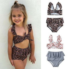 2019 Summer Cute Baby Toddler Baby Girl Beach Flower Leopard Swimwear Swimsuit Swim Costume Bikini