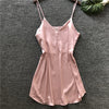 Image of 2019 Summer Satin Nightsuits Women Nightwear Nightdress Sexy Lingerie Silk Ladies Nightgowns Pijamas Nightdress Sleepshirts