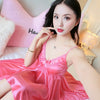 Image of 2019 Summer Sexy Lingerie Nightgowns for Women Silk Satin Lace Spaghetti Strap Night Dress Sleepwear Nightdress Nightwear Nighty