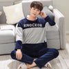 Image of 2019 Winter Young Lovers Pajamas Warm Flannel  Women Long-sleeved Pyjama Loose Men Couple Set Sleepwear Top+ Pants pijama mujer