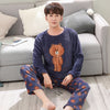 Image of 2019 Winter Young Lovers Pajamas Warm Flannel  Women Long-sleeved Pyjama Loose Men Couple Set Sleepwear Top+ Pants pijama mujer