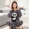 Image of 2019 Winter Young Lovers Pajamas Warm Flannel  Women Long-sleeved Pyjama Loose Men Couple Set Sleepwear Top+ Pants pijama mujer