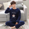 Image of 2019 Winter Young Lovers Pajamas Warm Flannel  Women Long-sleeved Pyjama Loose Men Couple Set Sleepwear Top+ Pants pijama mujer
