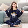 Image of 2019 Winter Young Lovers Pajamas Warm Flannel  Women Long-sleeved Pyjama Loose Men Couple Set Sleepwear Top+ Pants pijama mujer