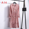 Image of 2019 Women Dress Spring Long Sleeve Office Polka Dot Vintage Dress Casual Red Floral Autumn Shirt Chiffon Midi Dress For Ladies