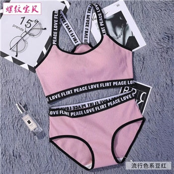2019 Women Stripes Underwear Set High Brand Romantic Temptation Bra Set Push Up Bra and Panties Set Wireless Padded Lingeries