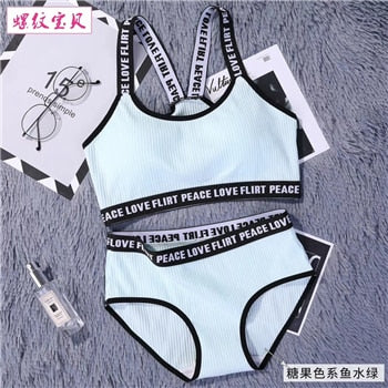 2019 Women Stripes Underwear Set High Brand Romantic Temptation Bra Set Push Up Bra and Panties Set Wireless Padded Lingeries