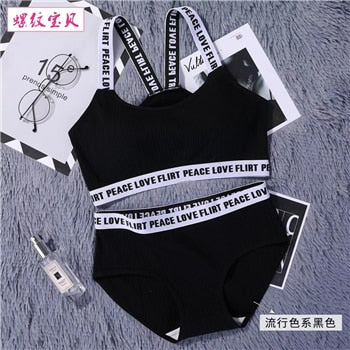2019 Women Stripes Underwear Set High Brand Romantic Temptation Bra Set Push Up Bra and Panties Set Wireless Padded Lingeries