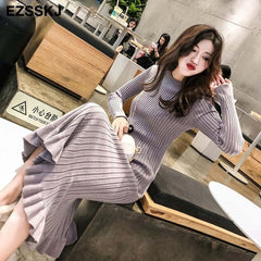 2019 autumn winter thick mermaid maxi sweater dress women o-neck long sweater dress elegant female a-line slim sexy knit dress