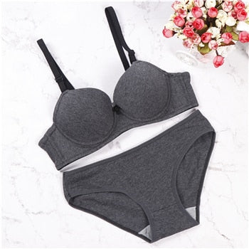2019 new lingerie sets Glossy Pure gather girl underwear Candy-colored Japanese fashion cute bow gather bra set