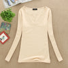 Image of 2019 solid 14 colors V-Neck  Blouses Sexy Slim Knitted Long Sleeve Chemise Femme Korean Tops for Women clothing Shirt Top Blouse