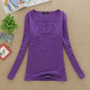 Image of 2019 solid 14 colors V-Neck  Blouses Sexy Slim Knitted Long Sleeve Chemise Femme Korean Tops for Women clothing Shirt Top Blouse