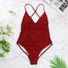 Image of 2019 women Swimwear Sexy high cut one piece swimsuit Backless swim suit Black White Red  thong Bathing suit female Monokini 2741
