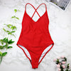 Image of 2019 women Swimwear Sexy high cut one piece swimsuit Backless swim suit Black White Red  thong Bathing suit female Monokini 2741