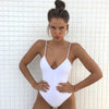 Image of 2019 women Swimwear Sexy high cut one piece swimsuit Backless swim suit Black White Red  thong Bathing suit female Monokini 2741