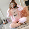 Image of 2019Autumn Winter Pajamas Cartoon Thick Warm Women Sleepwear Flannel Women Pajamas Sets Cute Animal Female Homewear M L XL XXL