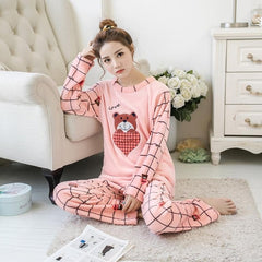 2019Autumn Winter Pajamas Cartoon Thick Warm Women Sleepwear Flannel Women Pajamas Sets Cute Animal Female Homewear M L XL XXL
