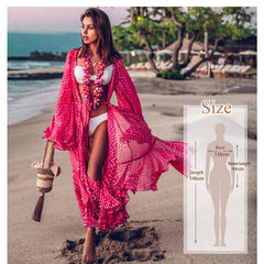 2020 Bikini Cover-ups Bohemian Dot Printed Flare Sleeve Ruffed Summer Beach Dress Chiffon Tunic Women Swimsuit Cover Up Q914