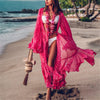 Image of 2020 Bikini Cover-ups Bohemian Dot Printed Flare Sleeve Ruffed Summer Beach Dress Chiffon Tunic Women Swimsuit Cover Up Q914