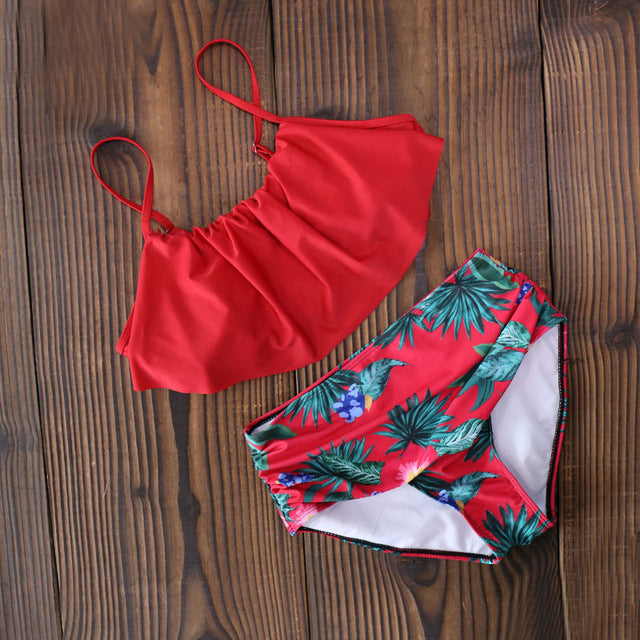 2020 Bikinis Women Swimwear High Waist Swimsuit Halter Sexy Bikini Set Retro Bathing Suits Plus Size Swimwear XXL