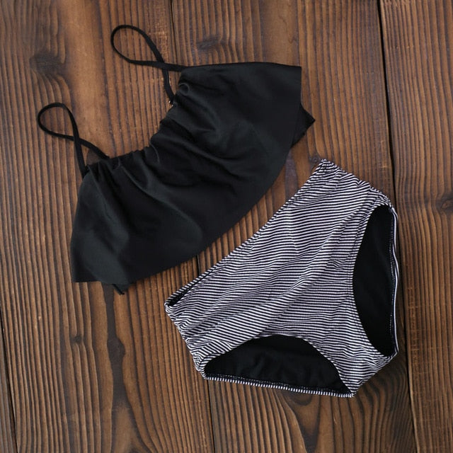 2020 Bikinis Women Swimwear High Waist Swimsuit Halter Sexy Bikini Set Retro Bathing Suits Plus Size Swimwear XXL