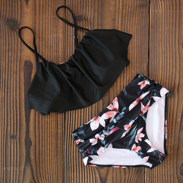 2020 Bikinis Women Swimwear High Waist Swimsuit Halter Sexy Bikini Set Retro Bathing Suits Plus Size Swimwear XXL