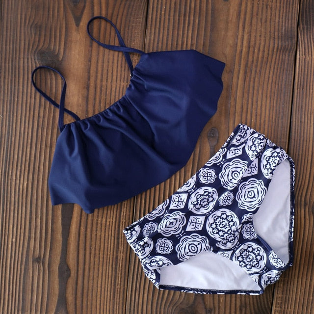 2020 Bikinis Women Swimwear High Waist Swimsuit Halter Sexy Bikini Set Retro Bathing Suits Plus Size Swimwear XXL