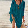 Image of 2020 Cotton Tunics for Beach Women Swimsuit Cover-ups Woman Swimwear Beach Cover up Beachwear Pareo Mini Dress Saida de Praia