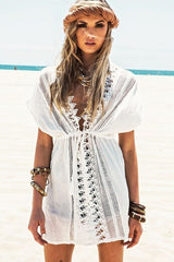 2020 New Beach Cover Up White Lace Swimsuit cover up Summer Crochet Beachwear Bathing suit cover ups Beach Dress