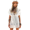 Image of 2020 New Beach Cover Up White Lace Swimsuit cover up Summer Crochet Beachwear Bathing suit cover ups Beach Dress