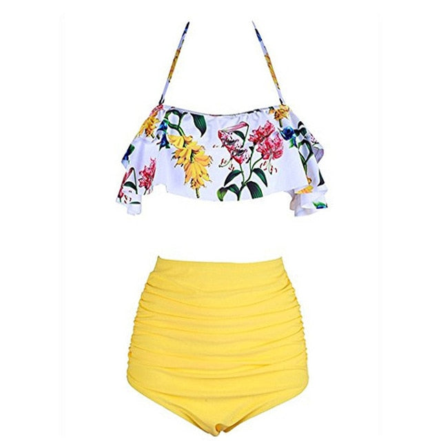 2020 New Bikinis Women Swimsuit High Waist Bathing Suit Plus Size Swimwear Push Up Bikini Set Vintage Beach Wear Biquini