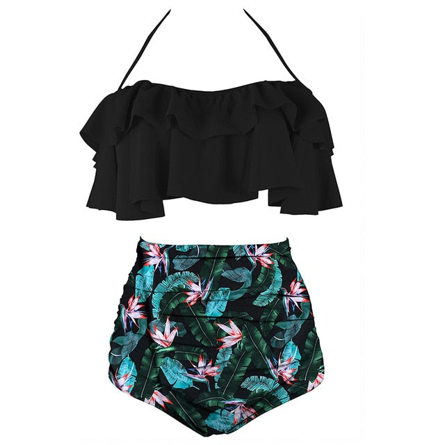 2020 New Bikinis Women Swimsuit High Waist Bathing Suit Plus Size Swimwear Push Up Bikini Set Vintage Beach Wear Biquini