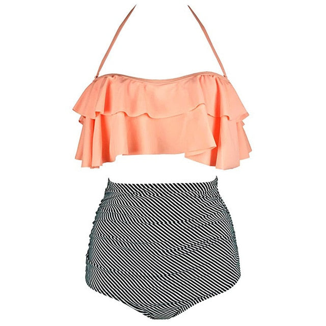 2020 New Bikinis Women Swimsuit High Waist Bathing Suit Plus Size Swimwear Push Up Bikini Set Vintage Beach Wear Biquini
