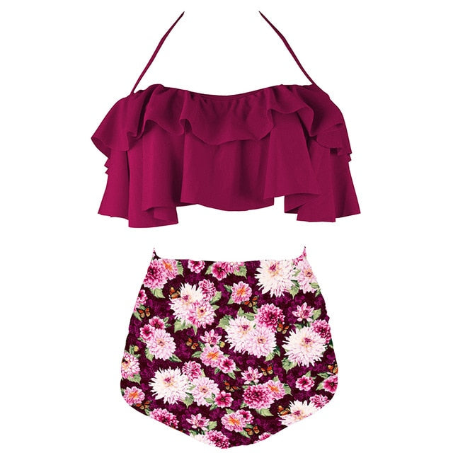 2020 New Bikinis Women Swimsuit High Waist Bathing Suit Plus Size Swimwear Push Up Bikini Set Vintage Beach Wear Biquini