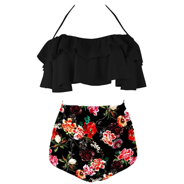 2020 New Bikinis Women Swimsuit High Waist Bathing Suit Plus Size Swimwear Push Up Bikini Set Vintage Beach Wear Biquini