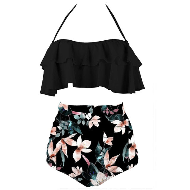 2020 New Bikinis Women Swimsuit High Waist Bathing Suit Plus Size Swimwear Push Up Bikini Set Vintage Beach Wear Biquini