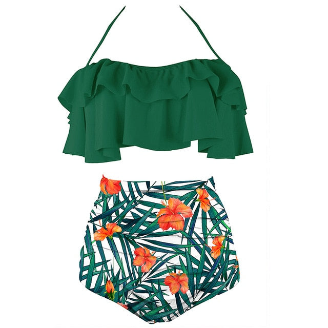 2020 New Bikinis Women Swimsuit High Waist Bathing Suit Plus Size Swimwear Push Up Bikini Set Vintage Beach Wear Biquini