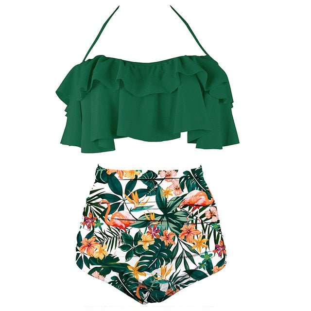 2020 New Bikinis Women Swimsuit High Waist Bathing Suit Plus Size Swimwear Push Up Bikini Set Vintage Beach Wear Biquini