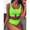 Image of 2020 New Sexy High Waist Bikini Swimsuit Women Swimwear Bandeau Push Up Bikini Set Buckle Bathing Suit Beach Wear Swimming Suit