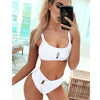 Image of 2020 New Sexy High Waist Bikini Swimsuit Women Swimwear Bandeau Push Up Bikini Set Buckle Bathing Suit Beach Wear Swimming Suit