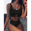 Image of 2020 New Sexy High Waist Bikini Swimsuit Women Swimwear Bandeau Push Up Bikini Set Buckle Bathing Suit Beach Wear Swimming Suit